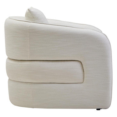 Bilani Cream Fabric Linen Effect Chair With Curved Back