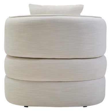 Bilani Cream Fabric Linen Effect Chair With Curved Back