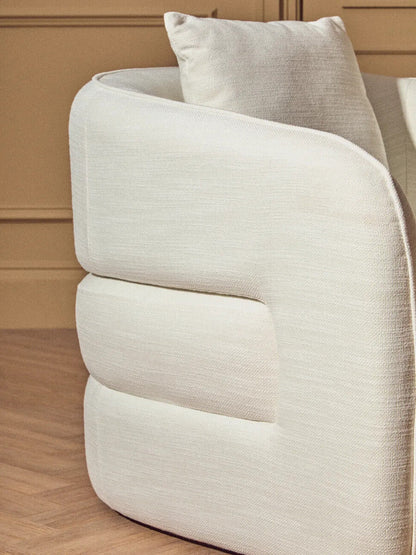 Bilani Cream Fabric Linen Effect Chair With Curved Back