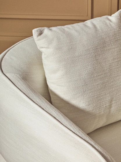 Bilani Cream Fabric Linen Effect Chair With Curved Back