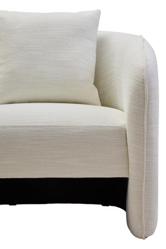Bilani Cream Fabric Linen Effect Chair With Curved Back