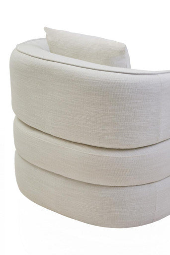 Bilani Cream Fabric Linen Effect Chair With Curved Back
