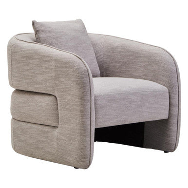Bilani Grey Linen Effect Chair with Curved Back