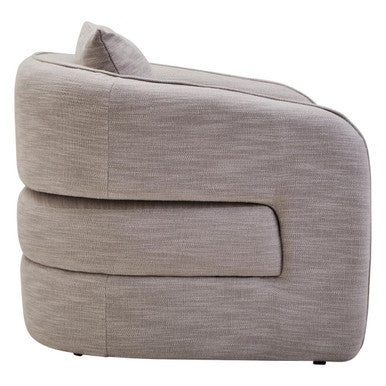 Bilani Grey Linen Effect Chair with Curved Back
