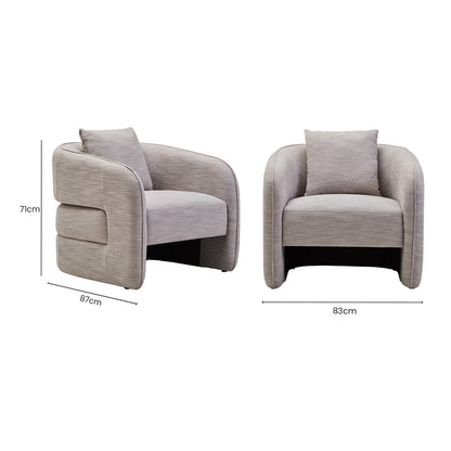 Bilani Grey Linen Effect Chair with Curved Back