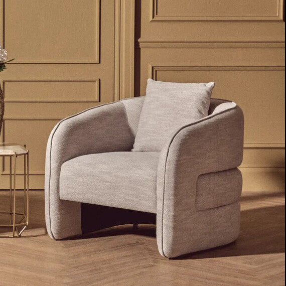 Bilani Grey Linen Effect Chair with Curved Back