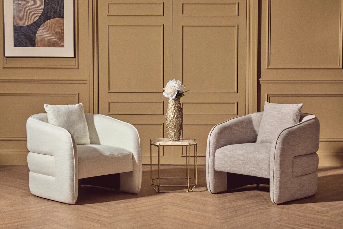 Bilani Grey Linen Effect Chair with Curved Back