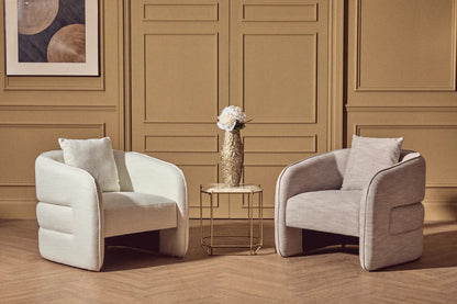 Bilani Grey Linen Effect Chair with Curved Back