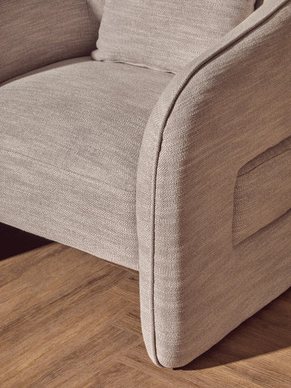 Bilani Grey Linen Effect Chair with Curved Back
