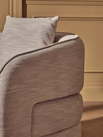 Bilani Grey Linen Effect Chair with Curved Back