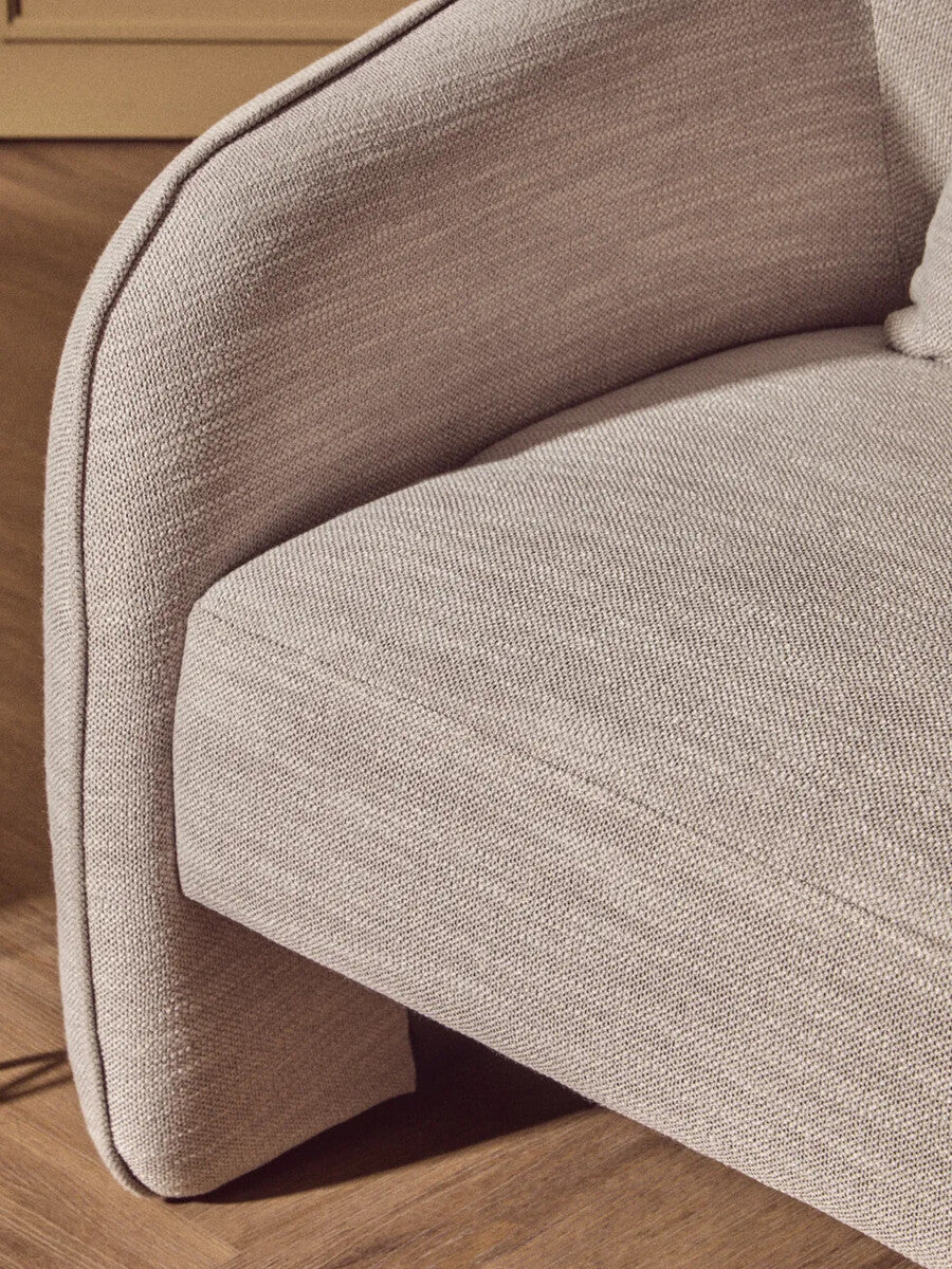 Bilani Grey Linen Effect Chair with Curved Back