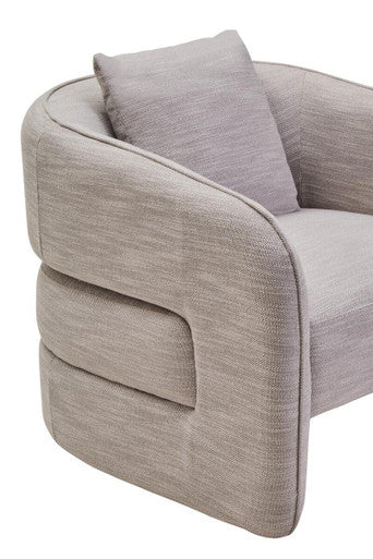 Bilani Grey Linen Effect Chair with Curved Back