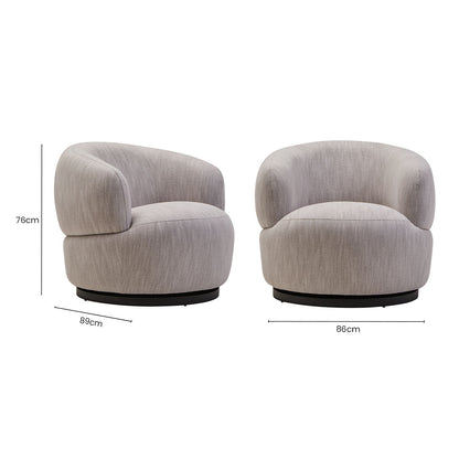 Textured Grey Curved Swivel Chair | Bordo