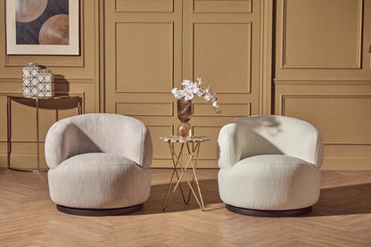 Textured Grey Curved Swivel Chair | Bordo