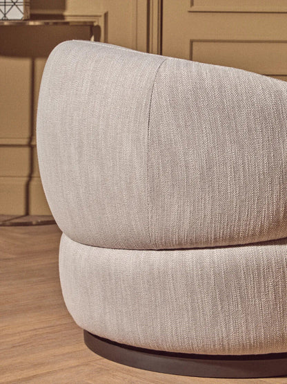 Textured Grey Curved Swivel Chair | Bordo