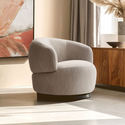 Textured Grey Curved Swivel Chair | Bordo