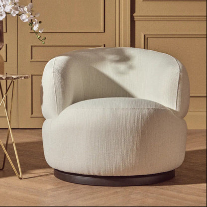 Textured Cream Curved Swivel Chair | Bordo