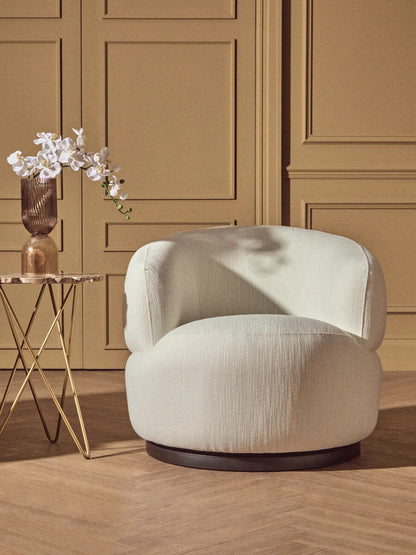 Textured Cream Curved Swivel Chair | Bordo