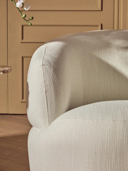 Textured Cream Curved Swivel Chair | Bordo