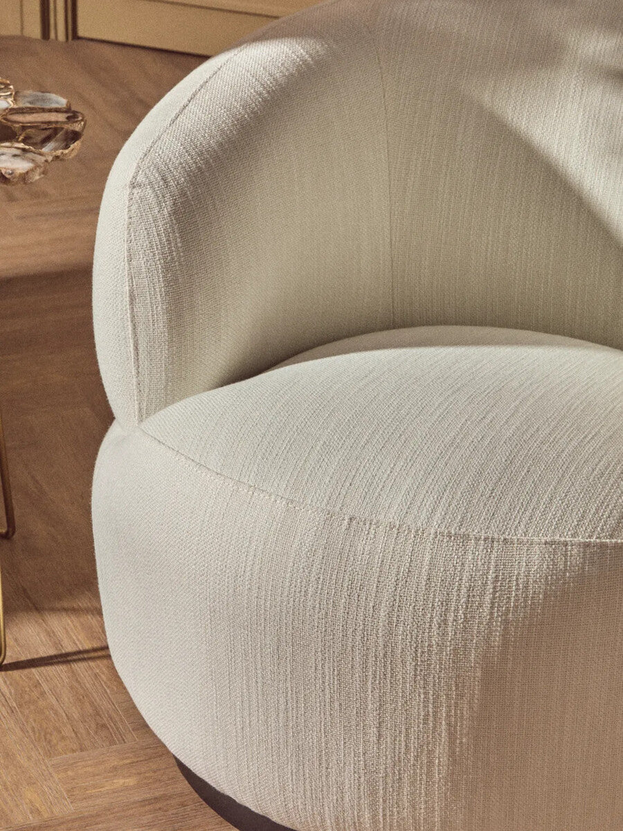 Textured Cream Curved Swivel Chair | Bordo