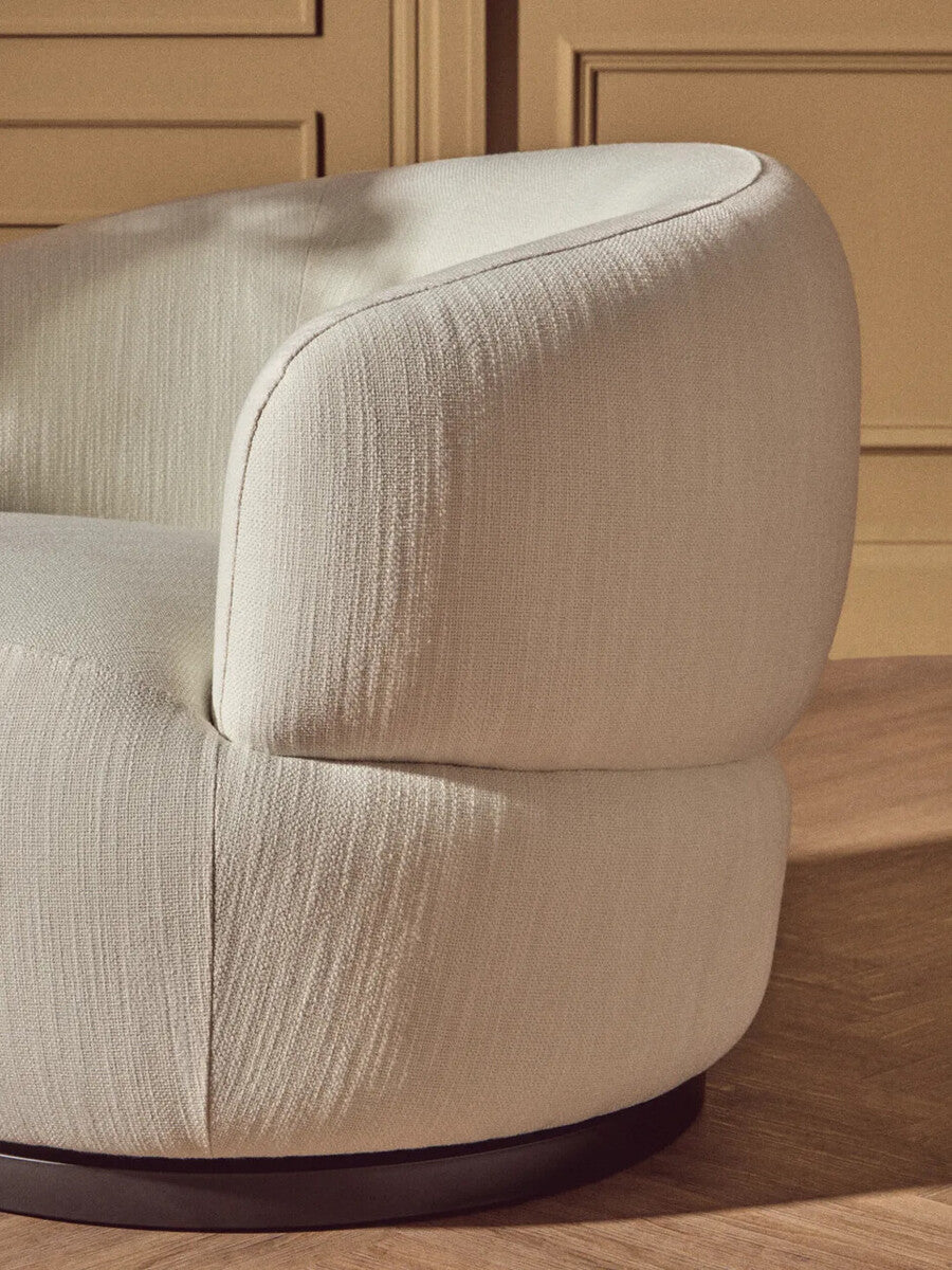 Textured Cream Curved Swivel Chair | Bordo
