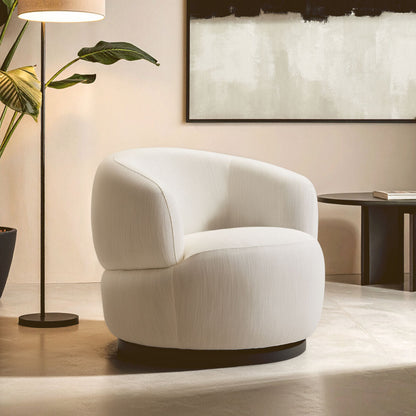 Textured Cream Curved Swivel Chair | Bordo