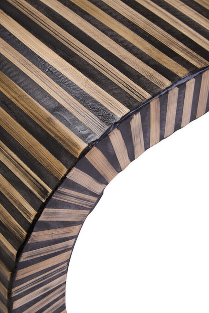 Natural Finish Curved Coffee Table with Striped Bamboo Inlay | Bambusa
