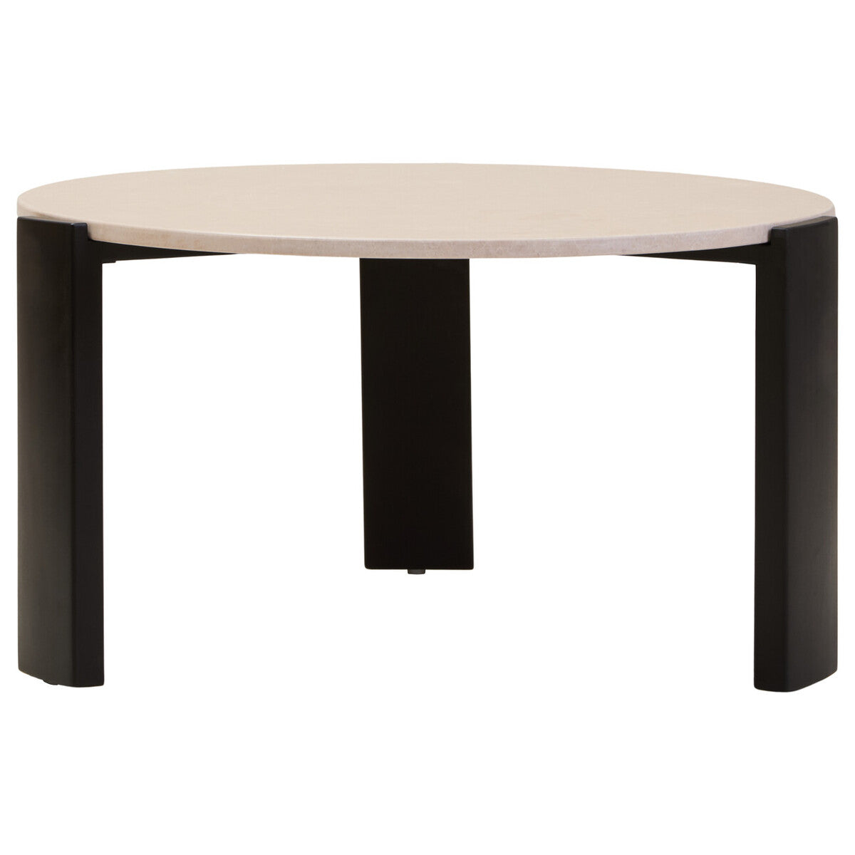 Cream Round Marble Top Large Coffee Table with Black Acacia Legs | Palermo
