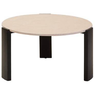 Cream Round Marble Top Large Coffee Table with Black Acacia Legs | Palermo
