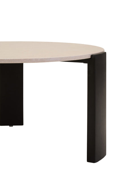 Cream Round Marble Top Large Coffee Table with Black Acacia Legs | Palermo
