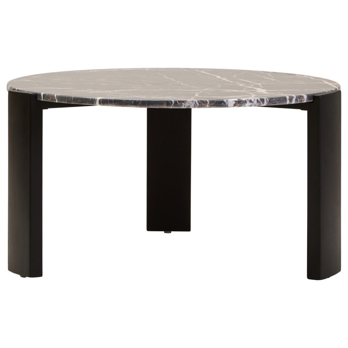 Black Round Marble Top Large Coffee Table with Black Acacia Legs | Palermo