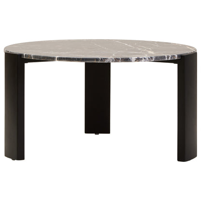 Black Round Marble Top Large Coffee Table with Black Acacia Legs | Palermo