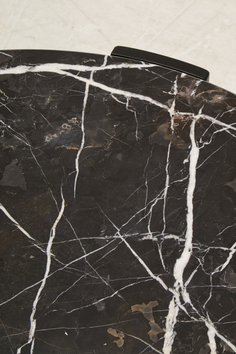 Black Round Marble Top Large Coffee Table with Black Acacia Legs | Palermo