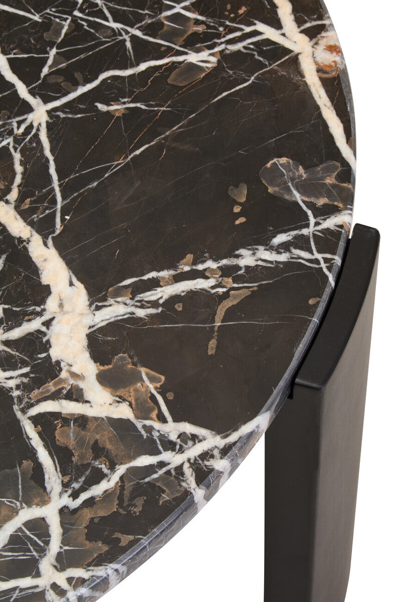 Black Round Marble Top Large Coffee Table with Black Acacia Legs | Palermo