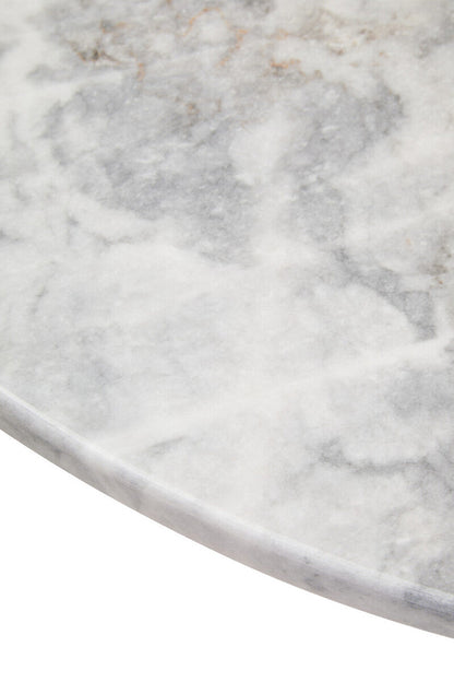 White Round Marble Top Large Coffee Table with Black Acacia Legs | Palermo