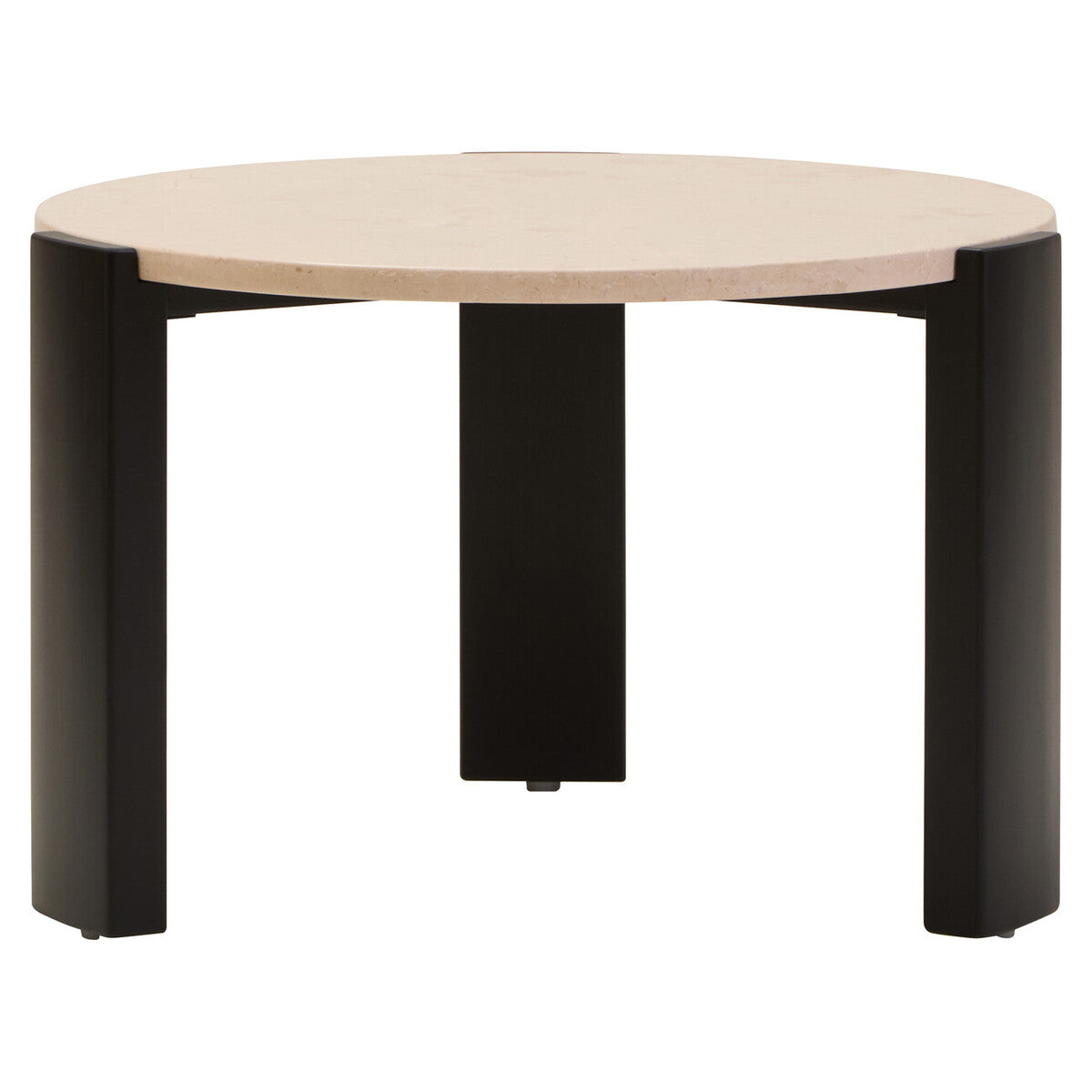 Cream Round Marble Top Large Coffee Table with Small Acacia Legs | Palermo