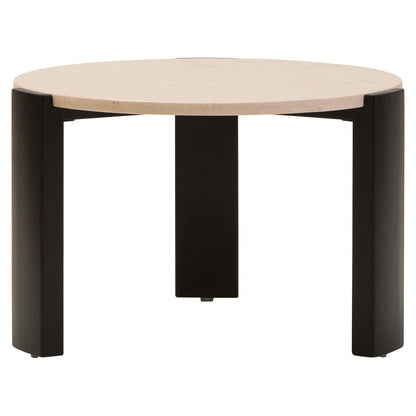 Cream Round Marble Top Large Coffee Table with Small Acacia Legs | Palermo
