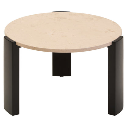 Cream Round Marble Top Large Coffee Table with Small Acacia Legs | Palermo