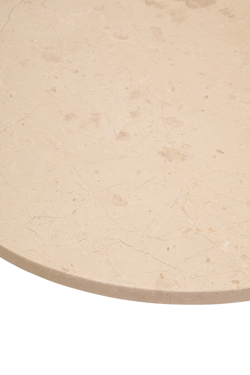 Cream Round Marble Top Large Coffee Table with Small Acacia Legs | Palermo