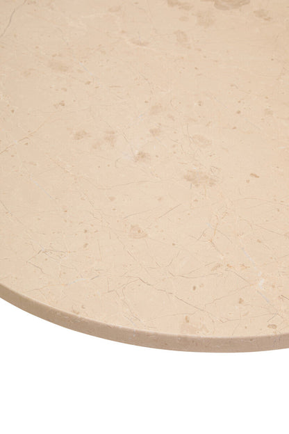 Cream Round Marble Top Large Coffee Table with Small Acacia Legs | Palermo