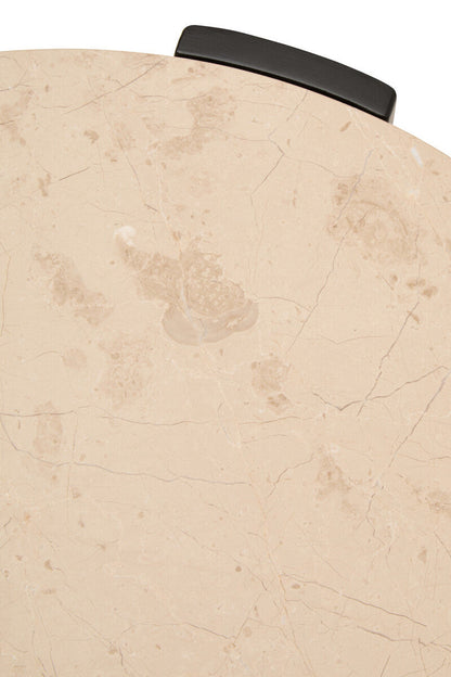 Cream Round Marble Top Large Coffee Table with Small Acacia Legs | Palermo