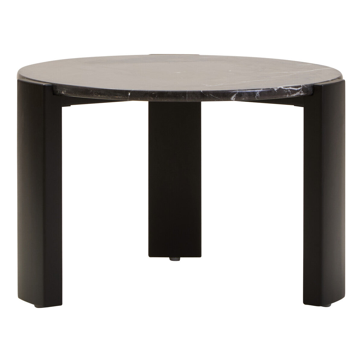 Black Round Marble Top Small Coffee Table with Black Acacia Legs | Palermo