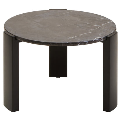 Black Round Marble Top Small Coffee Table with Black Acacia Legs | Palermo