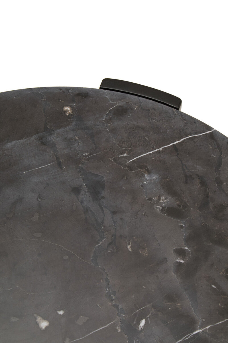 Black Round Marble Top Small Coffee Table with Black Acacia Legs | Palermo