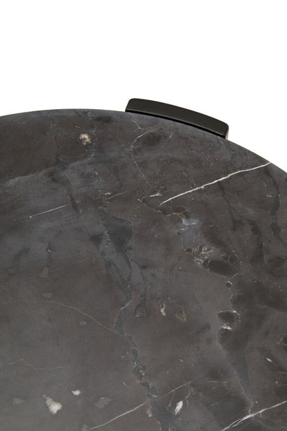 Black Round Marble Top Small Coffee Table with Black Acacia Legs | Palermo