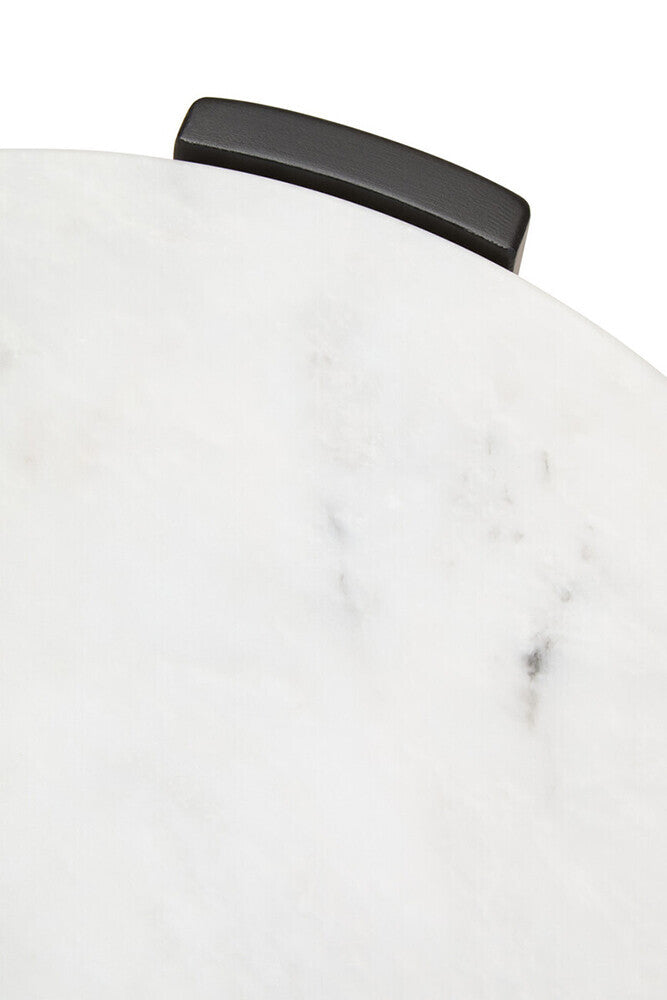 White Marble Top Round Side Table with Black Acacia Wood Legs | Palermo