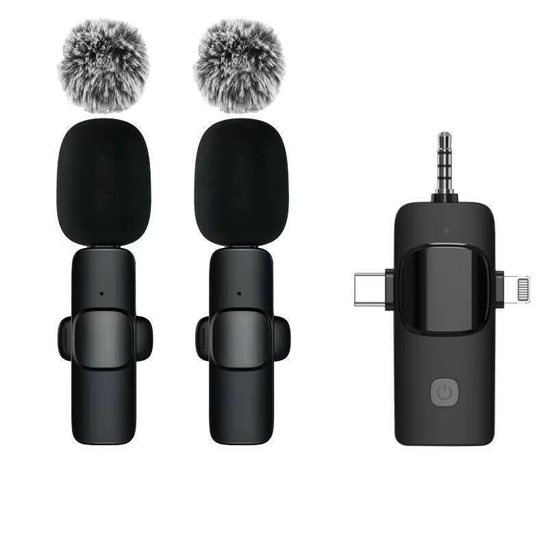 Wireless Lavalier Microphone - Mini Windproof Wool Mic for iPhone 16, Perfect for Vlogs & YouTube Recording