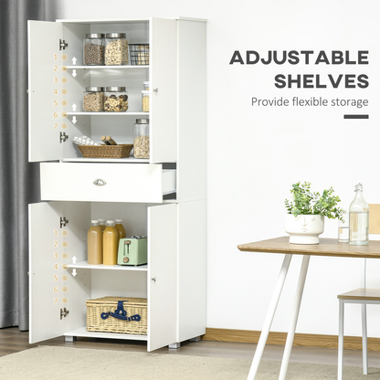 Modern Kitchen Pantry Cupboard w/ Drawer and Shelves, 76.2x40x184cm