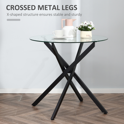Aurora Clear Glass Side Table Round Metal Dining Table Dining Black