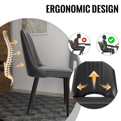 Dining Chairs with Cut-Out Backrest, Modern Kitchen Chair, Scandinavian Faux Leather Chair with High Back for Living Room Kitchen